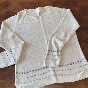 J. Jill cotton sweater, wheat color with blue stitching, a very generous XS.